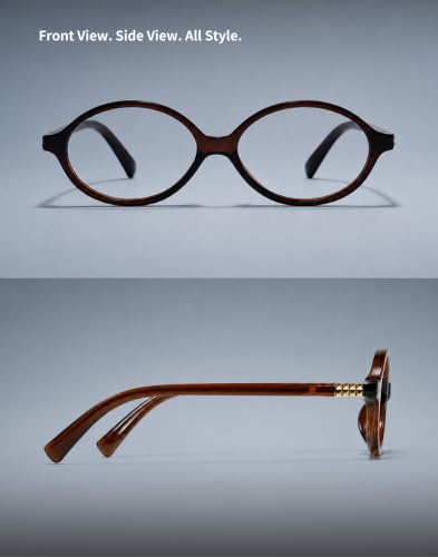 Image of Slocyclub Oval Blue Light Blocking Glasses for Women Men Retro Eyeglasses | Filters harmful blue light, reduces eye strain, Vintage oval frame, Lightweight for daily wear