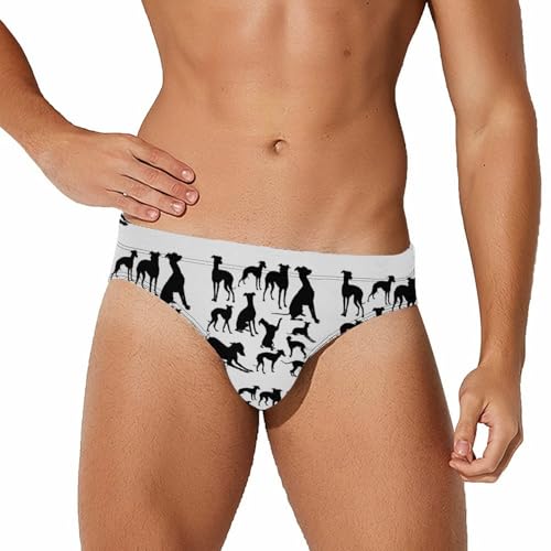 MHYRAC Traje de baño para hombre, estampado de huellas de animales, pantalones cortos deportivos, ropa interior sexy para verano, surf, playa, Perro galgo italiano, L
