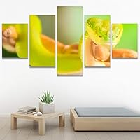SIGNWIN 5 Panel Canvas Wall Art Modern Art Chic Expressive Frog Multicolor Photography Reptiles Snakes for Home Decorations Ready to Hang - 60