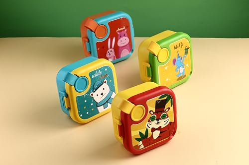 Image of Homeor Stainless Steel Box with Spoon, Tiffin Box for Kids, Airtight BPA Free & Leakproof Lunch Box, Steel Box for School Girls and Boys, Snacks Tiffin for Kids, 500 ML, Red & Yellow