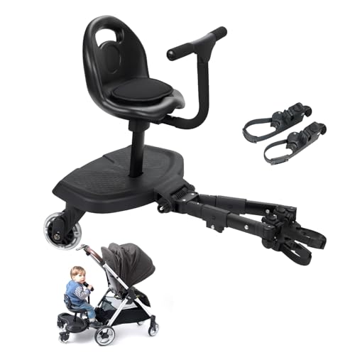 2026 upgrade Universal 2-in-1 Stroller Board, Buggy Board with Detachable Seat Standing Board, Holds Children Up to 55lb,for 2-6-year-old Children. 2-1 Stroller Seat Attachment With two pair connector
