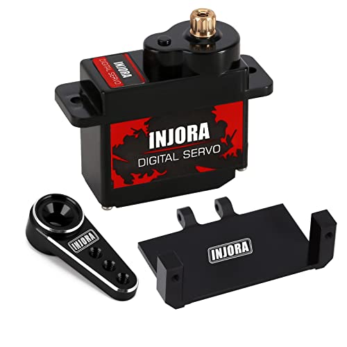 Injora Rc Servo 12G Digital Servo With Metal Mount And 15T Arm For Ax24 Axial Scx24 Car Model Upgrade Parts(Black) #TOP10
