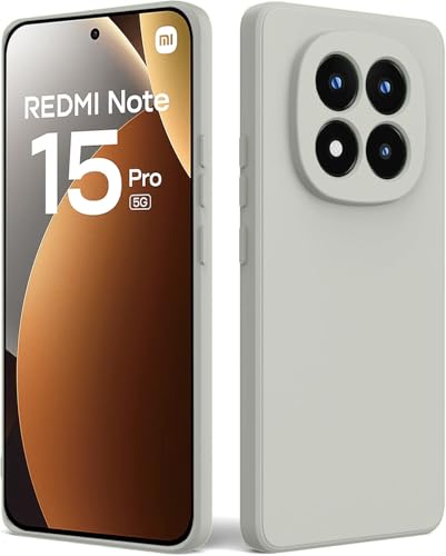 Image of DIZORO Compatible with Mi Redmi Note 15 Pro 5G Back Cover with Upgraded Square Edges for Camera Protection Shockproof Flexible Matte Liquid Silicone Mobile Phone Case - Stone