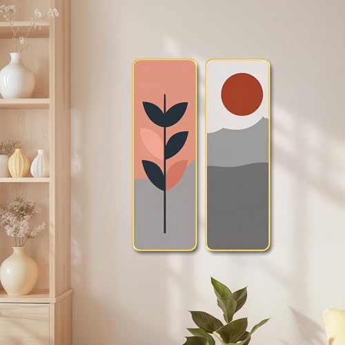 Image of The Castle Decor Modern Home Decor Wall Art Set of 2 | Boho Minimalist Botanical Painting 19X27 Inch | Luxury Neutral Artwork for Bedroom