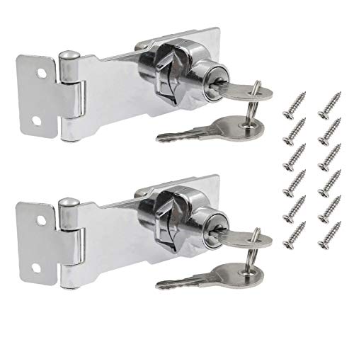 Image of 2Pcs Keyed Hasp Locks 3 Inch Twist Knob Keyed Locking Hasp, Metal Safety Hasp Latches Keyed Different for Small Doors, Cabinets (Sliver)
