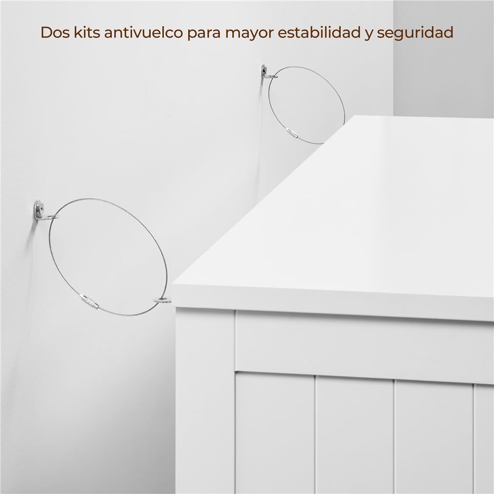 Yaheetech Armario Baño de Suelo Mueble Baño con 4 Cajones Mueble Auxiliar Cómoda Armario con 2 Puertas, Estante Ajustable 81x30x83 cm Blanco