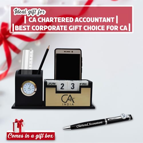 Image of SAVRI Personalized CA Gift Set - Engraved CA Logo Pen & Pen Stand | Professional Gift for Chartered Accountants - Ideal for CA Day, Graduation, Seminars, Corporate Gifting