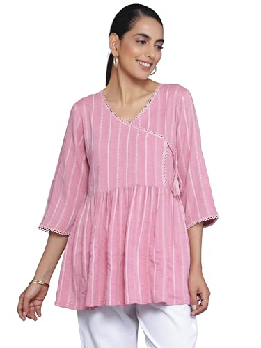 Image of Libas Womens Woven Design Cotton Blend A Line Kurti for Women Suit