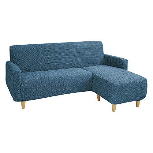 リコメン堂 ソファーカバー カウチ 3人掛け ストレッチ 洗える L型 L字 伸縮 左右 Mサイズ ウェーブ生地 ウェーブ インテリア 洗濯 簡単 高級 丸洗い フィット モダン ソファカバー 北欧 Re・Fit (スモークブルー, 左用)