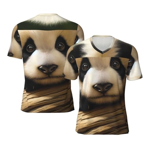 Stylish Athletic Sports Jersey Funny-Animal-Panda Men's Rugby Jersey Xx-Large Black