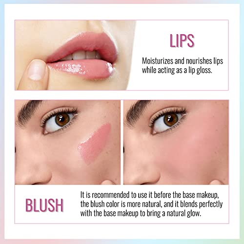 Erinde Moisturizing Color Changing Blush, Lightweight Cream Liquid Blush, Rouge Blusher Gel For Cheeks And Lips, Waterproof Natural Color Blush & Lip Gloss Makeup, Blendable Formula, Cruelty-Free #TOP3