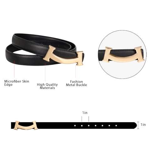 Image of Women's Leather Belt with Buckle - Ideal for Dresses, Jeans, and Coats