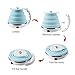 Ultrathin Upgraded Food Grade Silicone Travel Foldable Electric Kettle Boil Dry Protection Portable with Dual Voltage and Separable Power Cord,555ML 110-220V US Plug