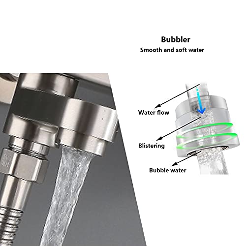 Robinet de douche mural inox 304 avec tablette de rangement brossé