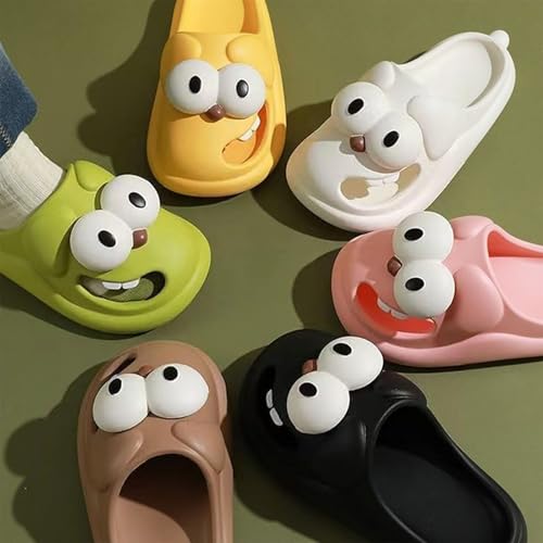 Jfxgjuv Big Eye Dog Slippers, Tongue Kiss Slippers, 3D Funny Cartoon EVA Non-Slip Thick Sole Indoor Outdoor Slides Sandals for Women (Black,9.5-10 Women/7.5-8 Men)2