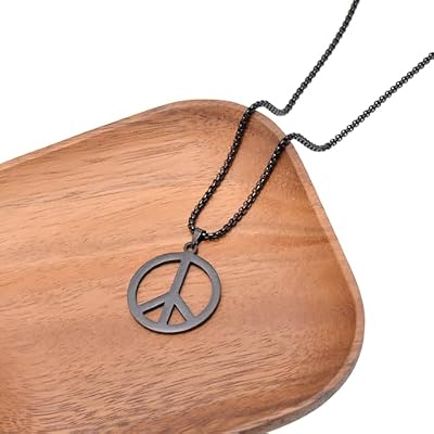 Paialco Stainless Steel Peace Sign Necklace for Men