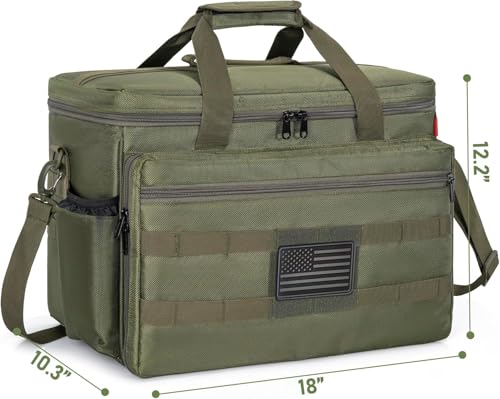 Image of Patrol Bag Law Enforcement, Police Gear Bag Car Front Seat Organizer for Police with Laptop Layer and Cup Holders, MOLLE System, Fits Vehicle Passenger Seat, Army Green