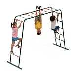 Plum Play Metal Monkey Bars Climbing Frame with Stippled Powder Coating for Extra Grip and Support - Cargo Climbing Net - Max user weight 50kg - Up to 3 users at a time - Min age from 3 years Plus
