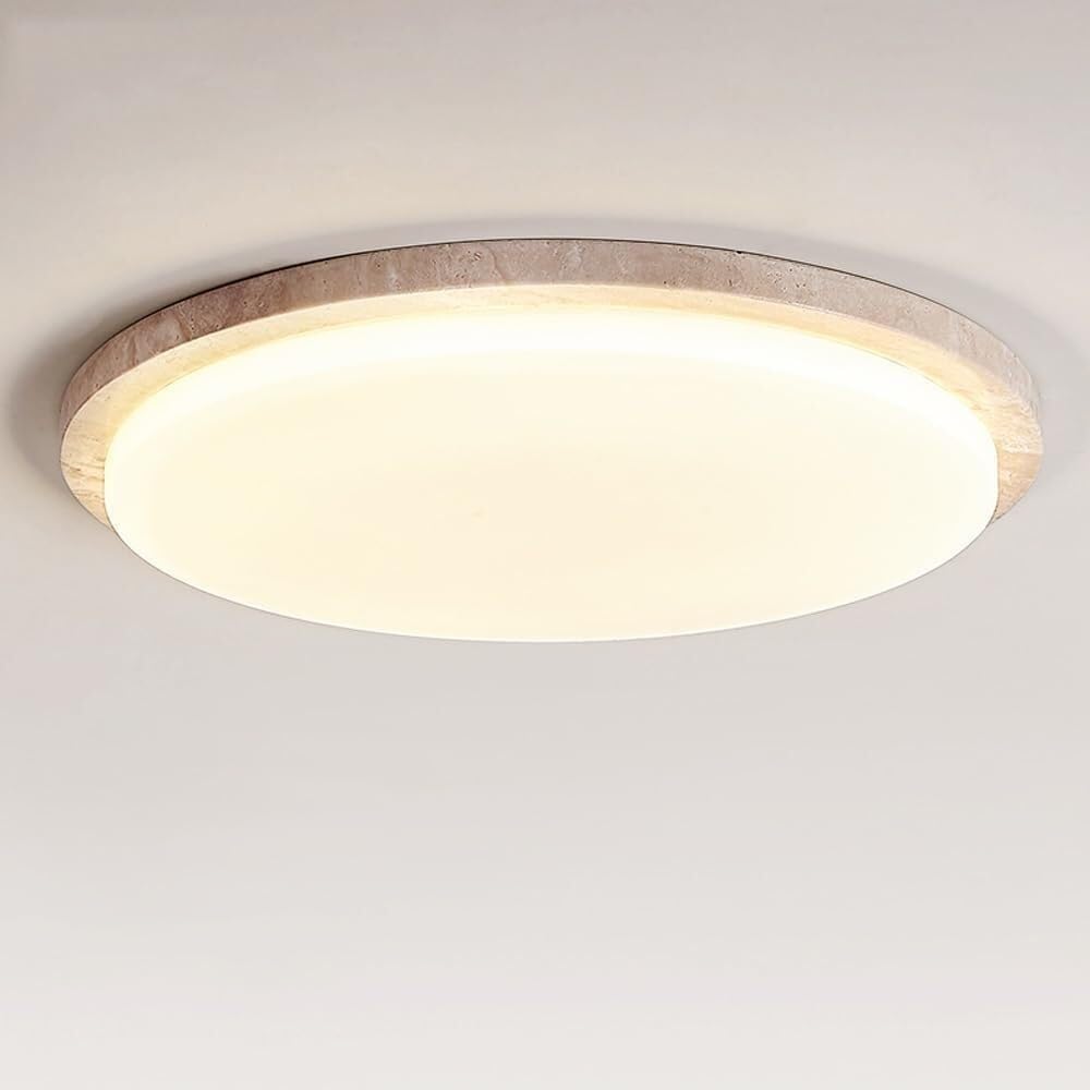 LONGDUOU Bedroom Yellow Travertine Ceiling Light Ceiling Light Recessed Fixture Round Modern Home Decor Dimmable Ceiling Light Natural Stone Marble Lamp Style Medieval for Bedroom Office Staircase Hot