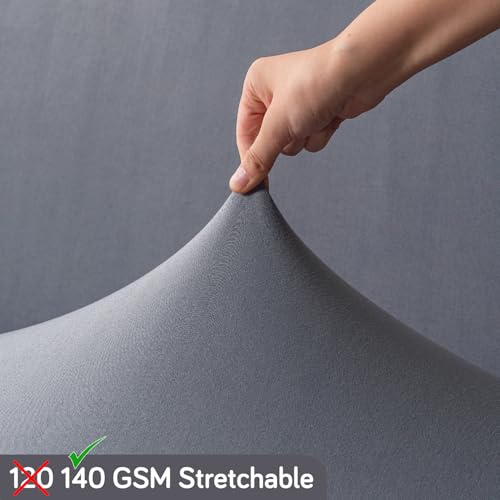 Image of HOKIPO 'SereneSolids' 140 GSM Stretchable Dining Chair Covers Set of 4 with 1 Bench Cover, Smokey Grey (AR-6282-SGRY)