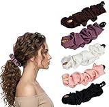 5Pcs Fabric Banana Hair Clips,Satin Banana Clips for Hair,Non Slip Ponytail Holder Accessories Clamp for Long,Fine,Curly Hairs