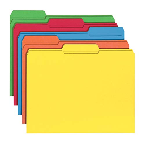 Smead Colored File Folder, 1/3-Cut Tab, Letter Size, Assorted Primary Colors, 100 Per Box (11943) #TOP2