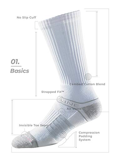 Strideline Basic Crew Socks | Quad-Ply Yarn Padding, Direct Compression and Zoned Cushioning, 1 Pack (Black, Small)3