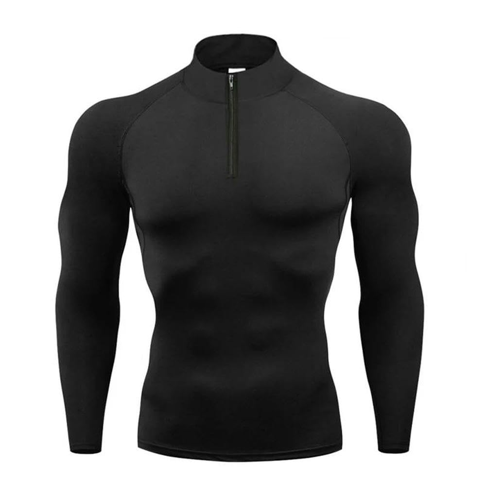 GLDFW - Camiseta deportiva de manga larga para hombre, ajustada, para gimnasio, correr, ropa de compresión, camiseta deportiva