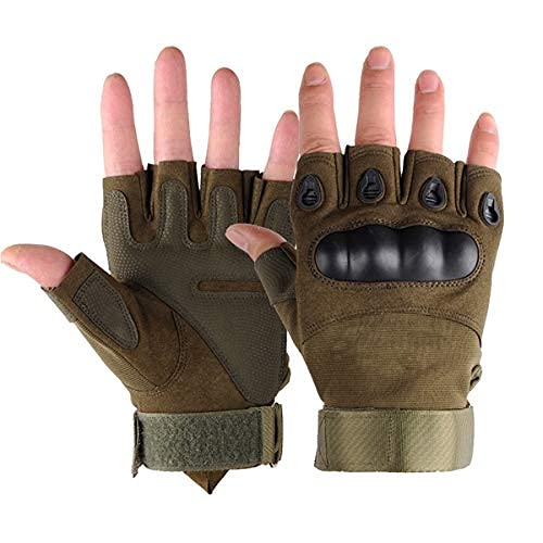 Manokamna Creation Girl's I Women / Mens Tactical Hard Knuckle Half Finger Gloves Men's Army Military Combat Hunting Shooting Airsoft Paintball Police Duty-Fingerless Green Color