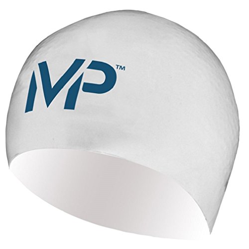 MP Michael Phelps Race Cap GT Swim Cap, White/Navy