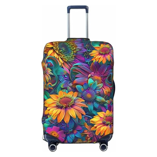 Psychedelic Sunflowers Travel Luggage Covers - Elasticity Suitcase Covers Protector for Luggage 18-32 Inch