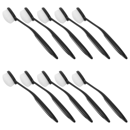 DIYEAH Brochas de Maquillaje Ovaladas 10 Unidades Cepillo de Dientes para Base Líquida Corrector y Colorete Difuminado Profesional Suave para Uso Diario y Viaje
