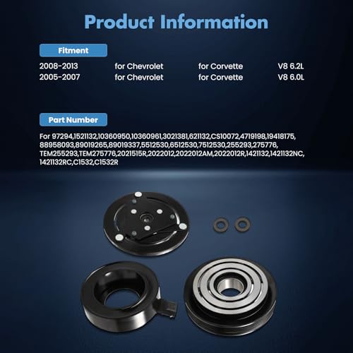 Image of ECCPP A /C Compressor Clutch 2005-2013 for Chevrolet Corvette 6.0L 6.2L