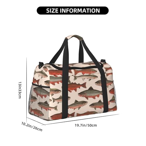 Travel Duffel Bag Lightweight Waterproof Carry On Tote Bag Foldable Weekender Overnight Bags Salmon Sport Gym Bag For Women Men2