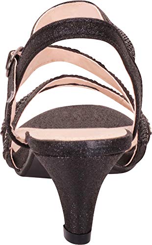 Cambridge Select Women's Strappy Crystal Rhinestone Mid Heel Dress Sandal,9 B(M) US,Black Glitter - Image 3