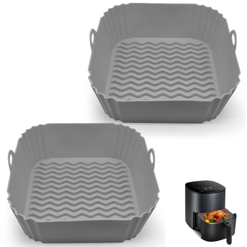 Image of Silicone Air Fryer Liners, 8'' Square 4 to 7 QT Reusable Heat Resistant Food Grade Airfryer Silicone Liners Inserts Baskets Bowl Accessories for COSORI Instant Vortex CHEFMAN Air Fryer Oven Microwave