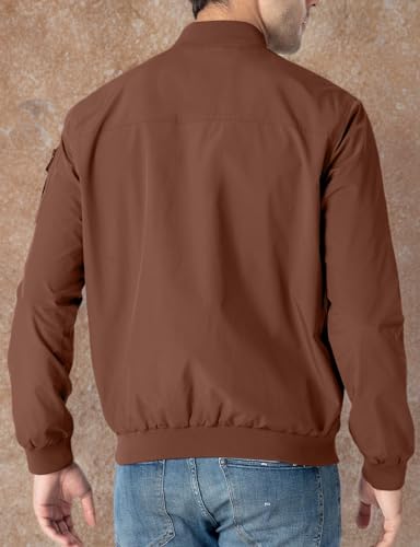 Image of TBMPOY Men's Windproof Bomber Jackets Lightweight Track Jackets Windbreaker Outdoor Golf Fashion Coat