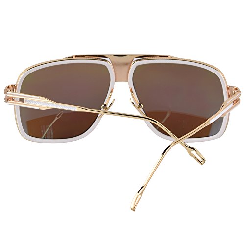 Image of Aviator Sunglasses for Men Retro Fashion Gold Oversized 70s shades