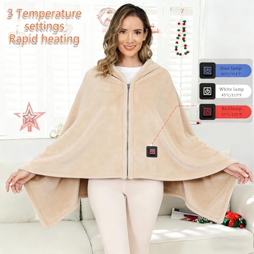 Ahigh Heizdecke mit Akku Kabellos, Elektrische Wärmedecke mit 3 Temperaturstufen & Überhitzungsschutz 150x80cm Doppelseitig Flanell Doppelte Dicke Ideal für Zuhause, Büro, Camping | Waschbar