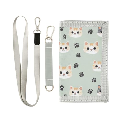 Wusikd Cute Cat Kids Wallet for Boys Girls Cat Paws Toddler Trifold Wallet Novelty Wallet for Teens Women Men