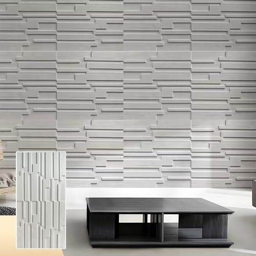 Paneles de pared estriados con textura 3D, decoración de azulejos de listones de poliuretano para sala de estar, dormitorio, sótano, escaleras, paneles blancos de 23.6 x 47.2 pulgadas (4 piezas