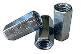 Hex Rod Coupling Nuts 1/4-20 x 7/8 Length Threaded Rod connectors zinc Coupler (10)