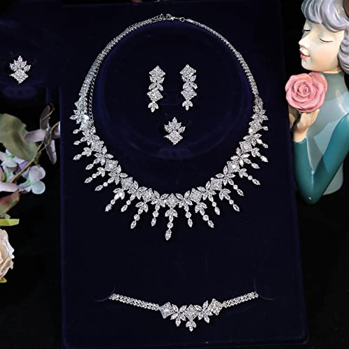 Juegos de joyas para mujer con circonita nupcial de cristal para fiesta formal