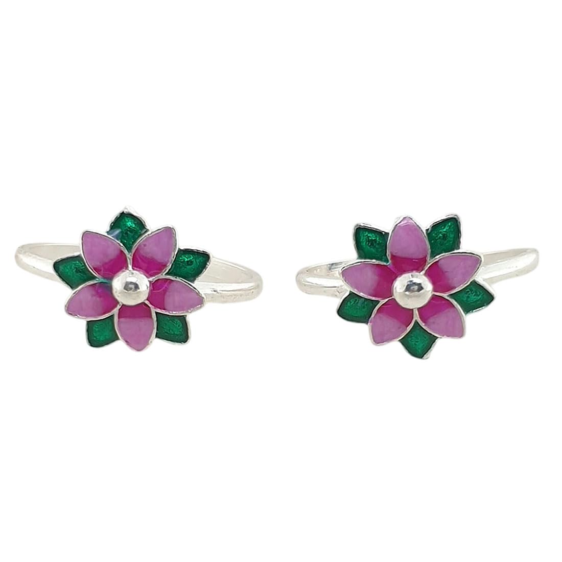 sahiba gems Pure Silver Designer Flower Toe Ring (Chandi Bichhiya) For Women ~ 2 Pieces-picture-3
