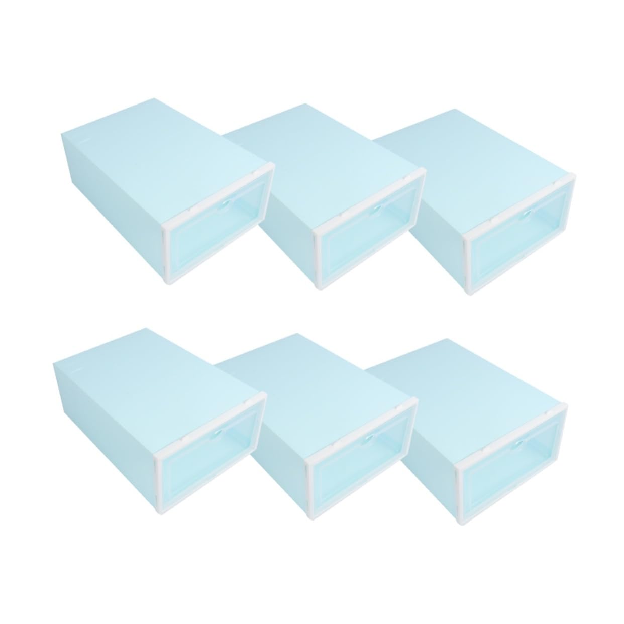 HOOTNEE 6PCS Thickened Transparent Shoe Storage Box with White Frame Stackable Plastic Shoe Containers for Closet Organization Entryway and Home Use