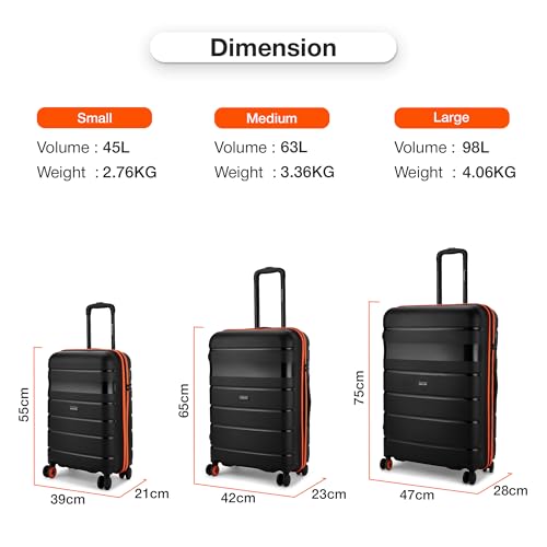 Image of Nasher Miles Jupiter Hard-Sided Polypropylene Check-in Luggage 28 inch | 75cm | 8 Wheels Large Trolley Bag for Travel | Suitcase (Black)