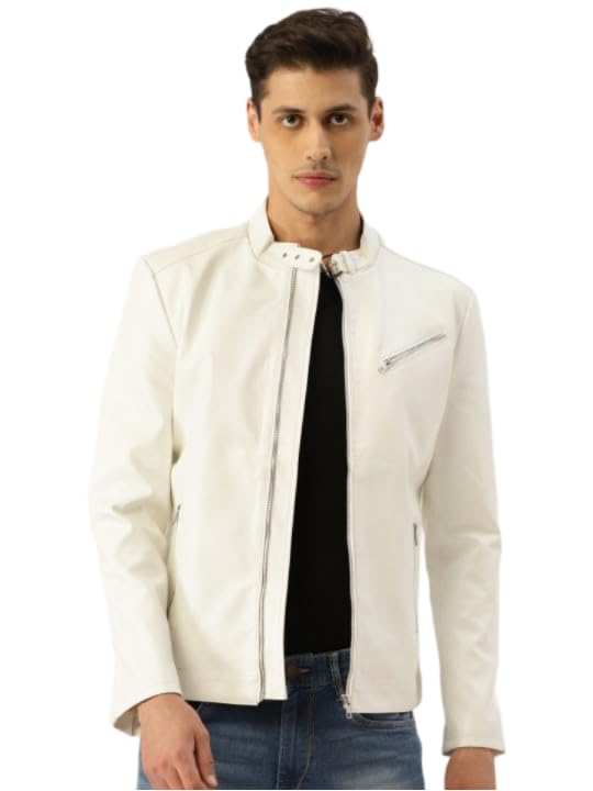 Leather Retail Men’s White Spanish Design Faux Leather Jacket LRSPWH0511