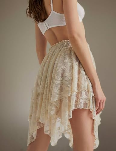 Women Lace Slip Skirt for Women Lace Trim Mini Skirts Bella Donnaa Half Slip Y2k Skirt2