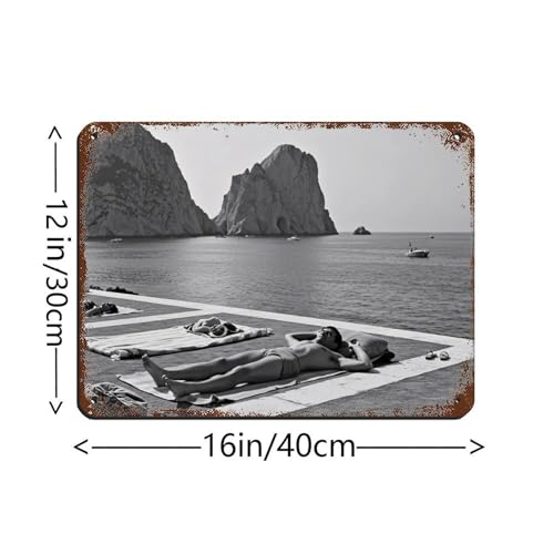 Panneau métal Sunbath au design vintage rétro 30 x 40 cm rigide et durable - 3