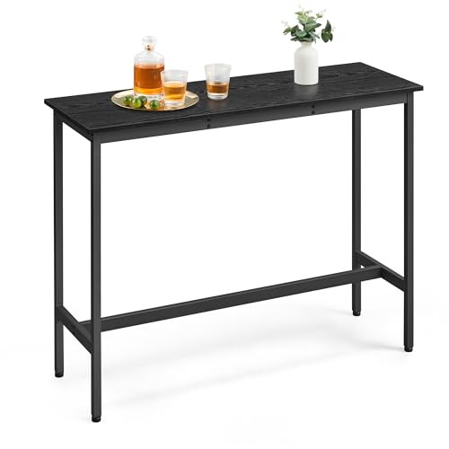 VASAGLE Bar Table, Narrow Long Kitchen Dining Table, Sturdy Metal Frame, Industrial, 15.7 x 47.2 x 35.4 Inches, Ebony Black and Ink Black ULBT120B56 Table 47.2"W Ebony Black + Ink Black